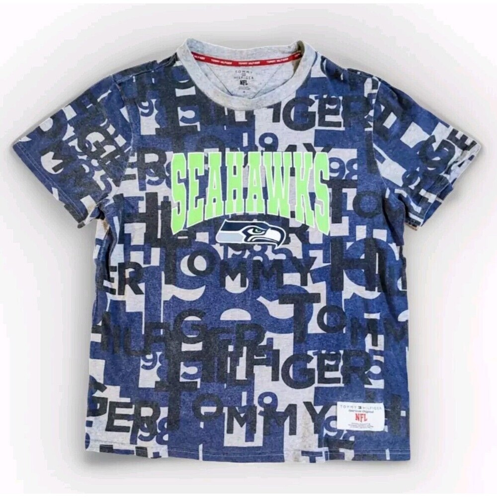 Tommy Hilfiger All Over Print Seattle Seahawks Size Medium T-Shirt AOP American